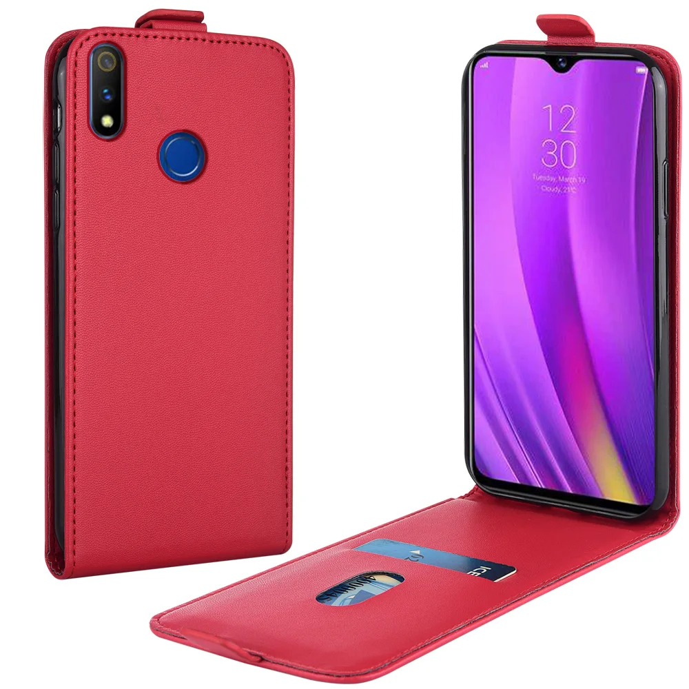 Флип-чехол из кожи на Realme 3 RMX1825 RMX1821 CPH2207 CPH2145 Вертикальный чехол Realme3.