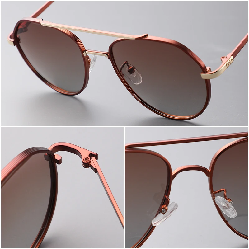 

Fairmarry Vintage Patchwork Polarized Sunglasses For Men Classic Double-beam Pilot Sun Glasses Alloy Frame Gradient Lens Eyewea