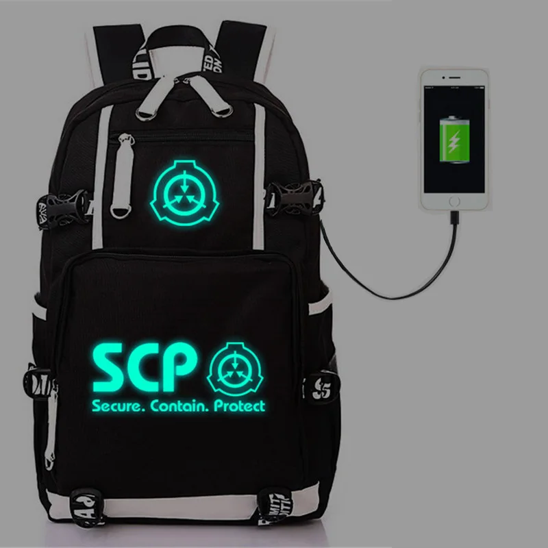 Школьный рюкзак с рисунком из аниме SCP светящаяся сумка USB-портом для зарядки