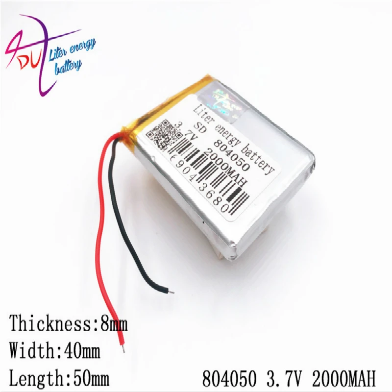 

1 шт. 3,7 В, 2000 мАч 804050 полимерный литий-ионный аккумулятор для модели самолета, GPS, mp3, mp4, сотового телефона, динамика, bluetooth