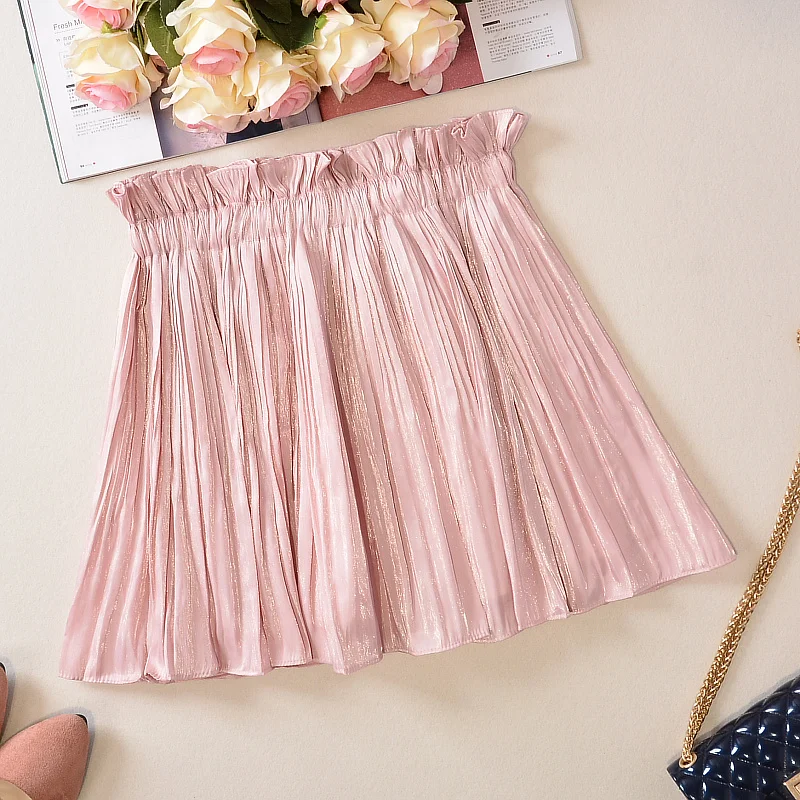 Летние блестящие шелковые короткие юбки скользящая Корейская мини юбка с
