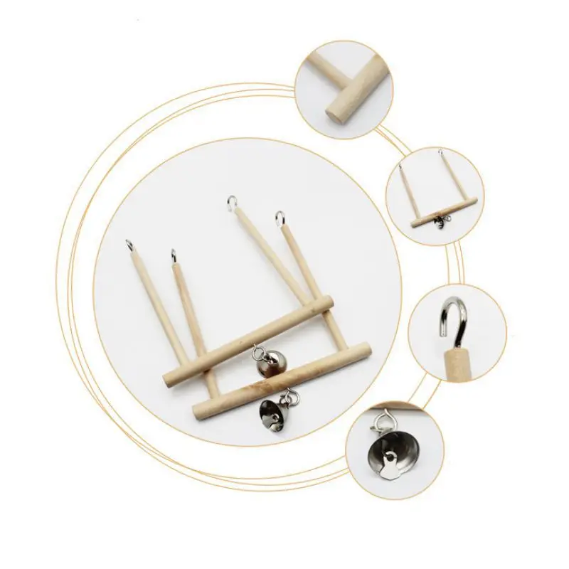 Птица качели игрушка деревянный попугай клетка висит окунь стенд играя с