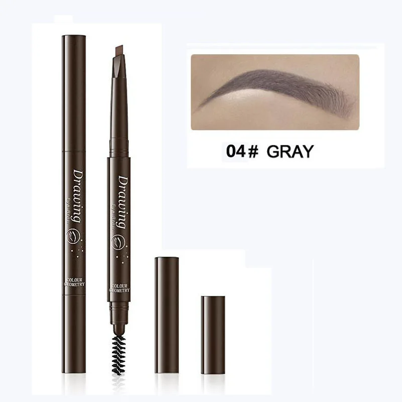 04-gray Карандаш для бровей, косметика, тинт для макияжа, натуральный, долговечная краска, тату, бровей, водонепроницаемый, черный, коричневый, макияж для бровей, набор красоты - Цвет: 04-gray