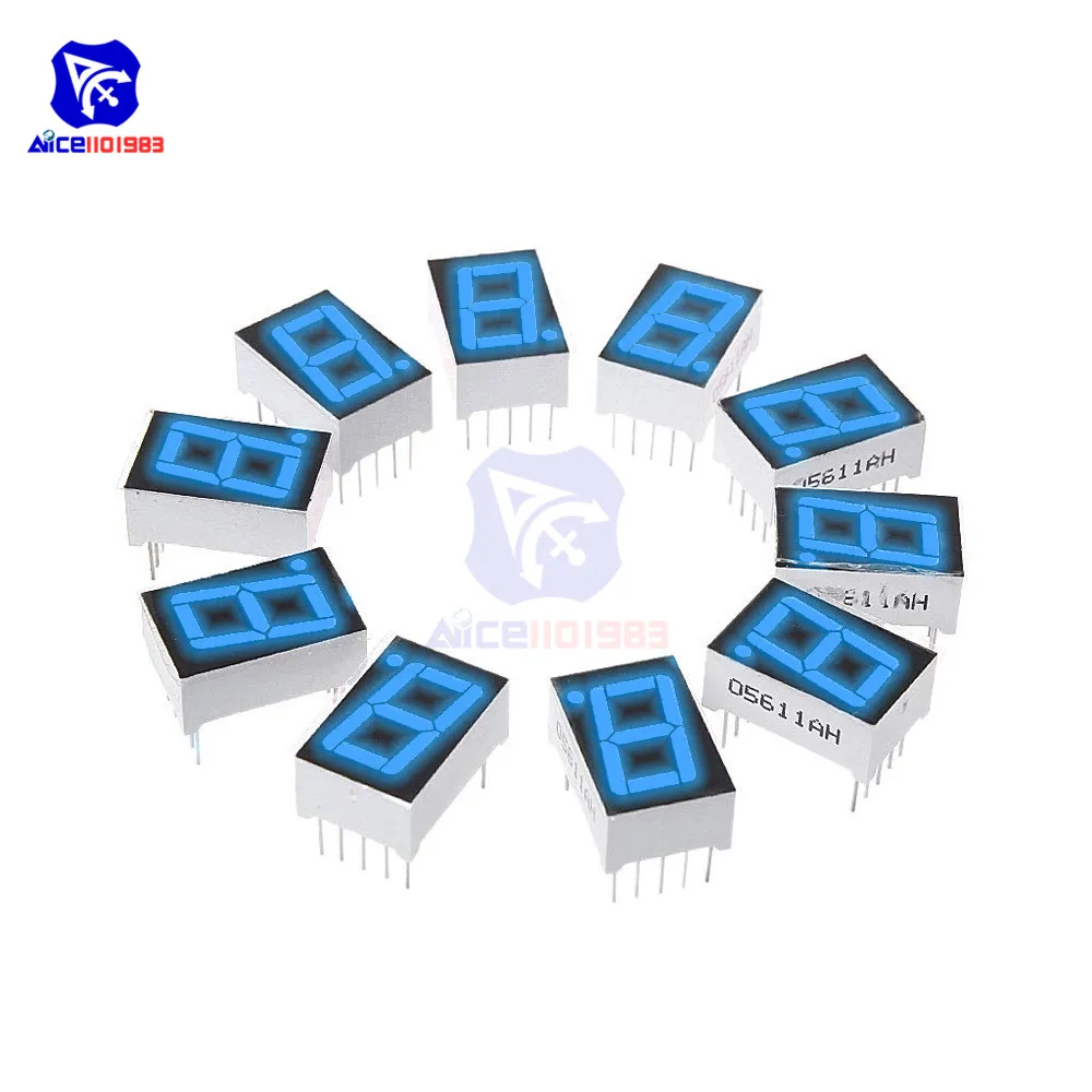 5PCS/Lot 0.56 Inch 7 Segment Blue LED Digital Display Common Anode LED Digital Tube Red for Home Appliance Car Accessories