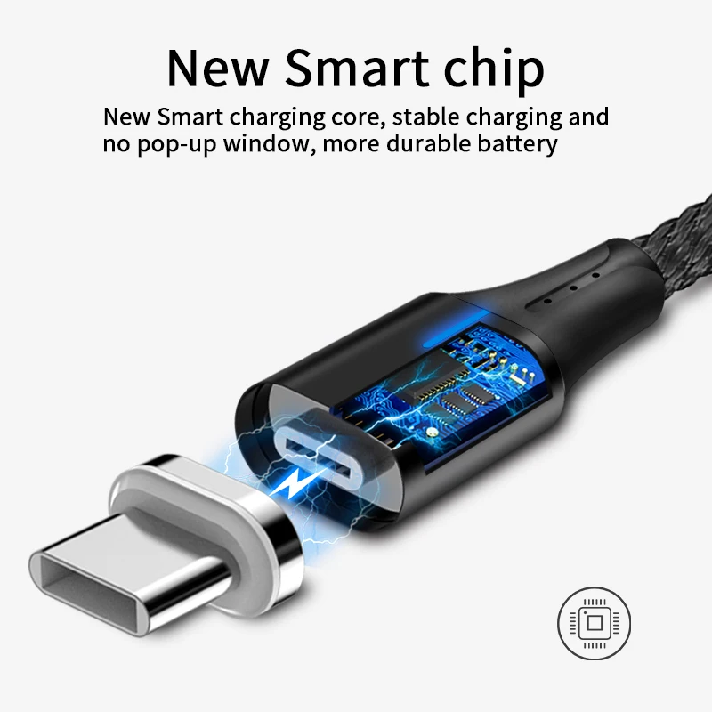 5А Магнитный кабель Micro usb type C светодиодный супер быстрый зарядный кабель для iPhone samsung huawei Xiaomi Android телефонный кабель 1 м