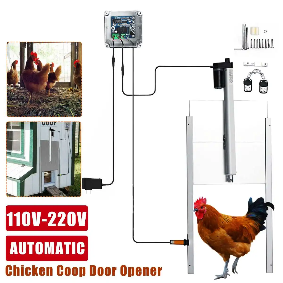 

Automatic Chicken Coop Door Opener Controller Door Kit With Timer Auto Close Chicken Coop Cage Poultry Farm Accessories