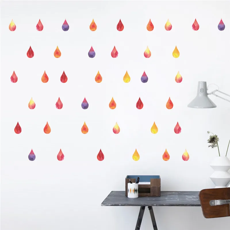 

Colourful Raindrops Wall Stickers Tv Background Living-Room Decoration Pattern Mural Art Diy Sitting Room Home Decals PVC Poster