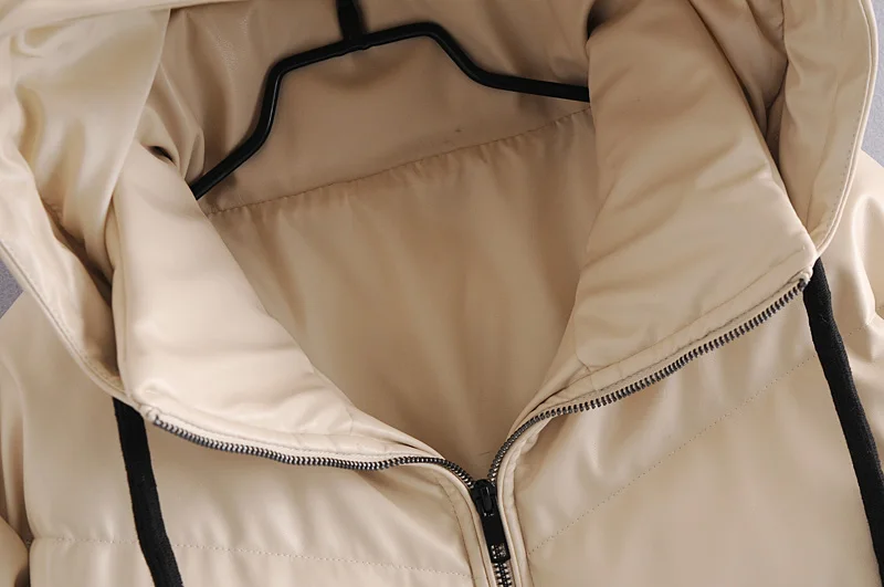 

Women PU Leather Hooded Jacket Winter 2020 New Fashion Long Sleeve Modern Lady Warm Padded Coat