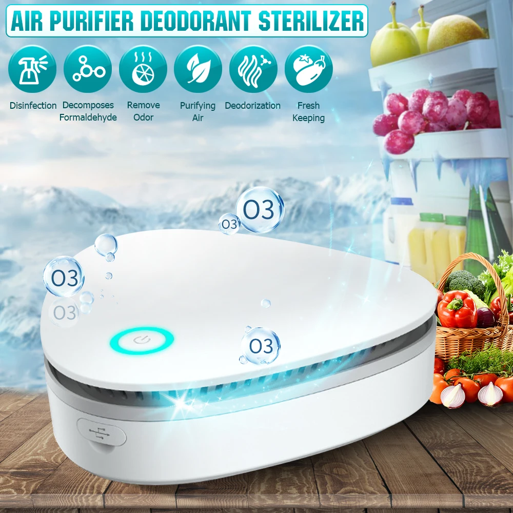 

Mini Car Air Purifier Humidifier Ozone Generator Deodorizer Fridge Purification for Refrigerator Deodorizer Pet Home Toile