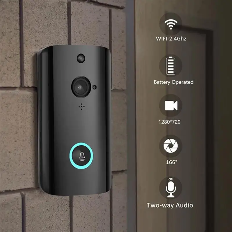 

Wi-Fi Video Doorbell Camera 720P Visual Real-time Intercom Wireless Video Bell with Motion Detection Talk Home Security Camera