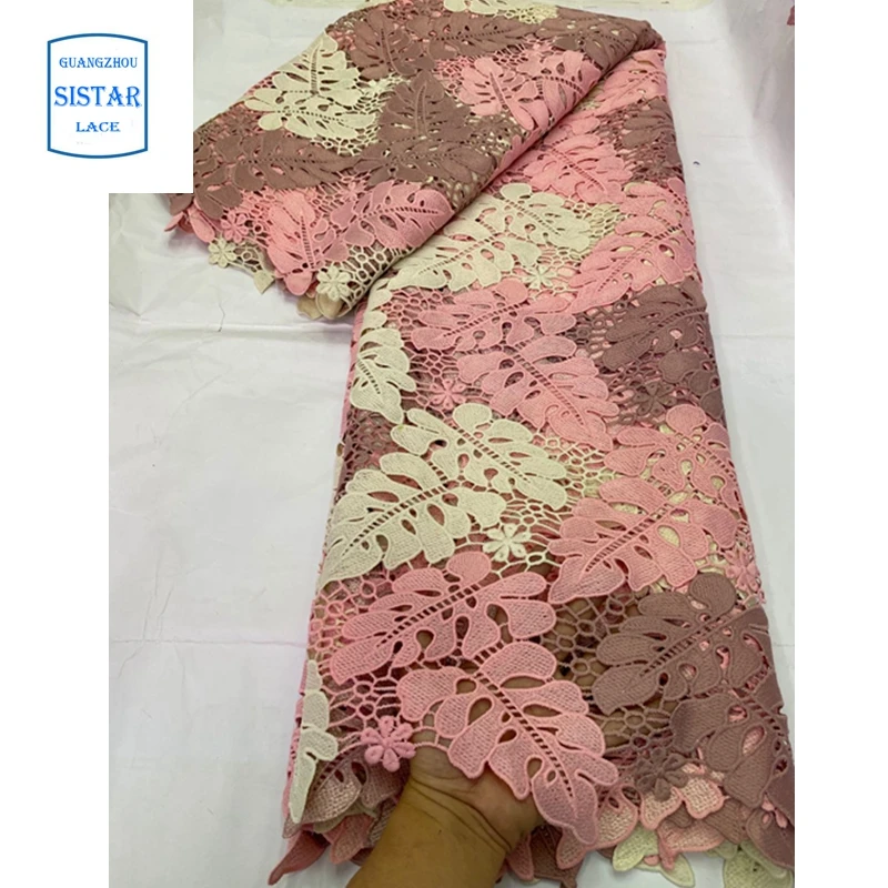 Новейшая темно-синяя гипюровая кружевная вышивка Африканский шнур ткань