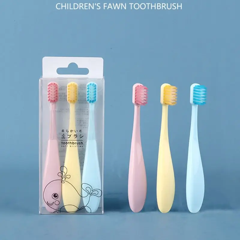 

3Pcs/Set Sweet Candy Color Children Toothbrush Non-Slip Fatty Handle Small Head Soft Bristle Kids Training Tooth Brush Care