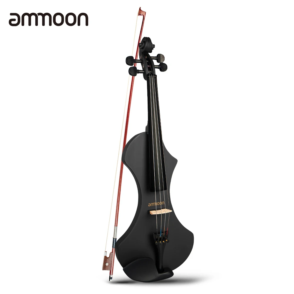 

ammoon 4/4 Full Size Electric Violin Solid Wood with Brazilwood Bow Headphone Carrying Bag 6.35mm Audio Cable