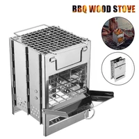 camping wood burning stove lightweight stainless steel folding camp stove portable wood stove for outdoor picnic bbq windproof