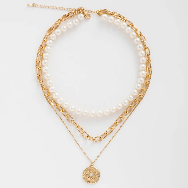 Fever&ampFree Four Layers Pearl Choker Necklace Irregular Virgin Mary Pendant For Women Fashion Statement Jewelry | Украшения и