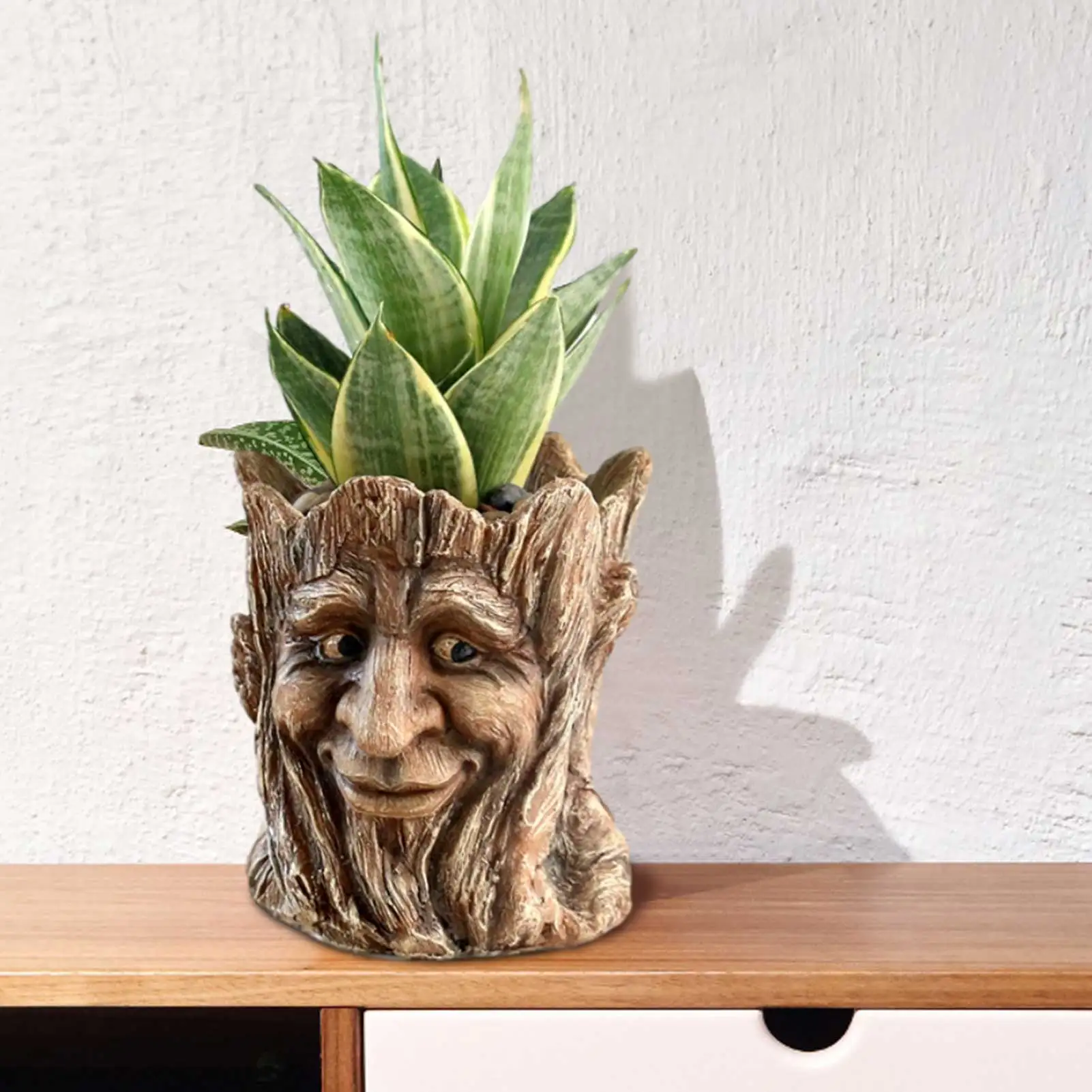 

The Elderly Stump Planter Resin Plant Pots Character Creative Flower Pot Holder Living Room Storage Box Home Decorations