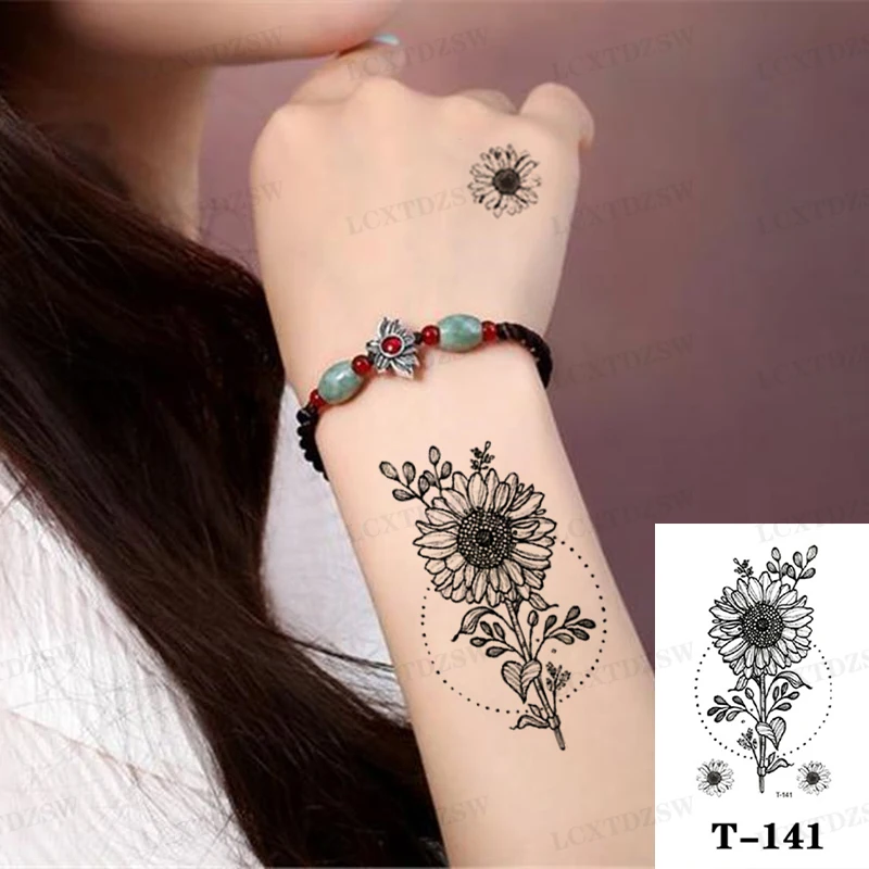 Red And Blue Rose Water Transfer Tattoo Stickers Women Body Chest Art Temporary Tattoo Girl  Arm Waist Flash Tattoo Flower