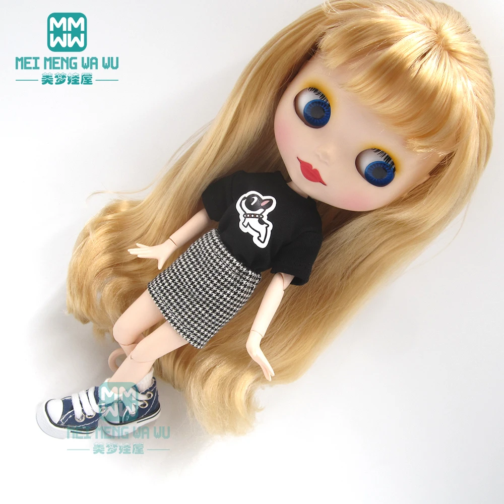 1 шт. модная одежда Blyth Doll футболки клетчатые юбки носки кроссовки для azone1/6