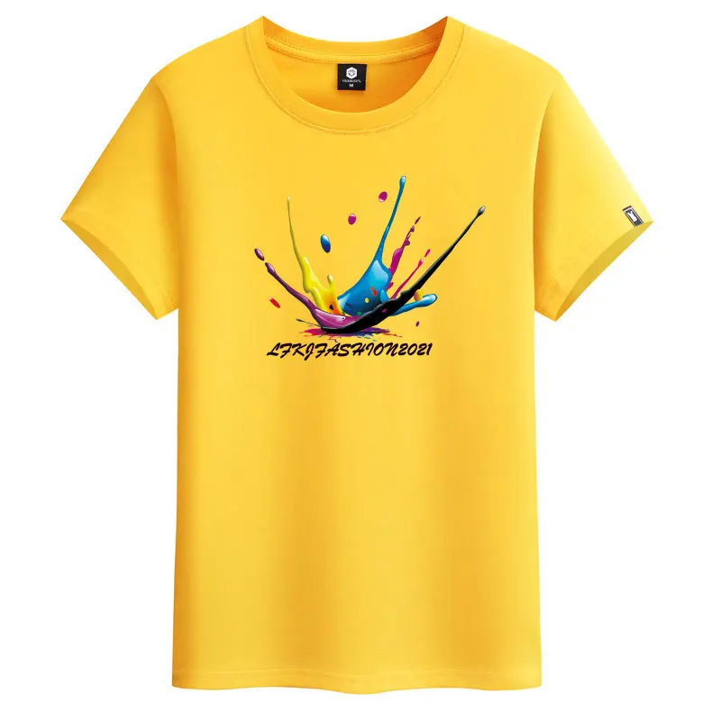 

2021 summer new men's cotton T-shirt fashion printing round neck high quality short sleeve plus size top