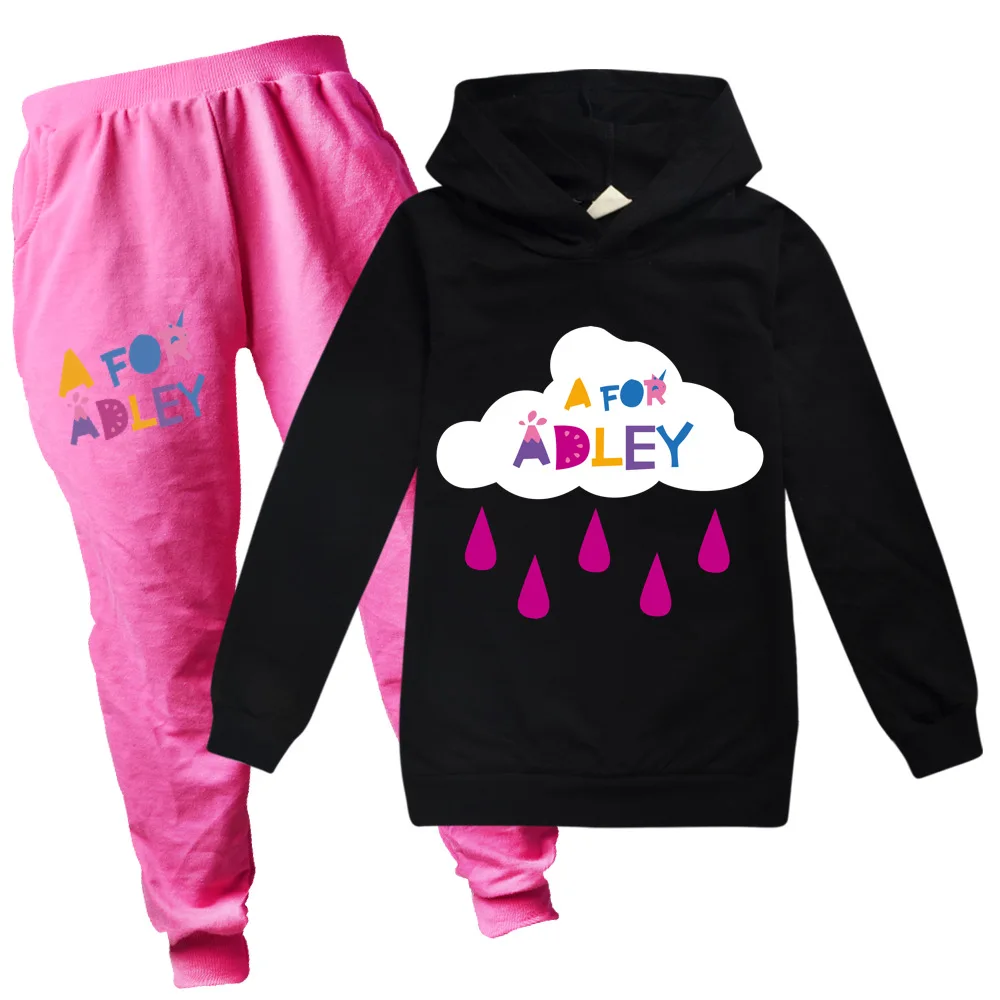 A for Adley Kids Girls Hoodie Sweatshirts+Pants Autumn Spring Children's Clothing Cartoon Costume Baby Boy Clothes 2-piece Suits