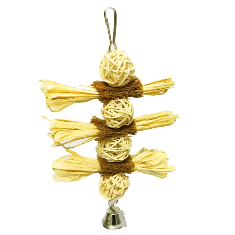 Natural Chew Toy For Pet Bird Parrot Macaw Parakeet Lovebird Bite Swing Cage Loofah Vine Ball Hanging Accessories |