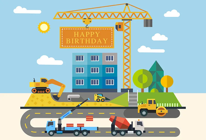 

Mehofond Photography Background Construction Birthday Party Excavator Children Baby Shower Decor Backdrop photocall Photo Studio