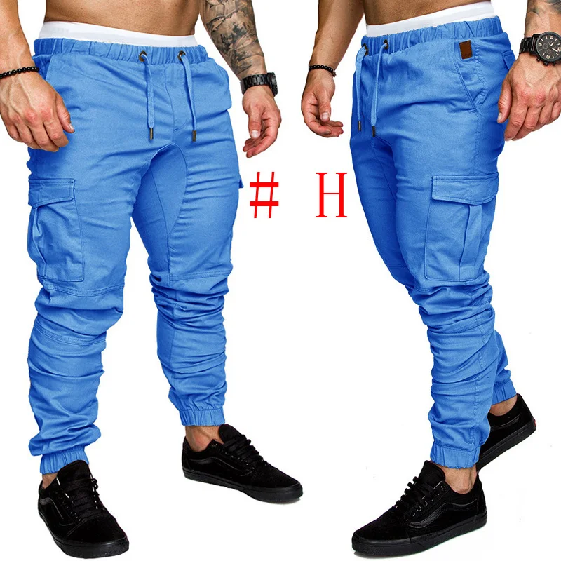 H Новые модные спортивные штаны, Мужские Jogger штаны похудания форма брюки повседневные брюки с эластичным поясом Мужские штаны длинные брюки - Цвет: H