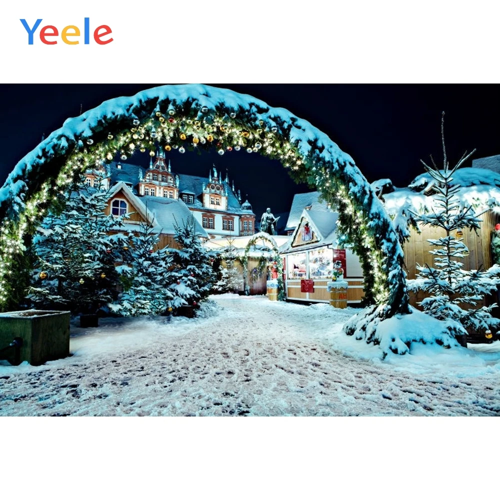 

Рождественский фон Yeele, Фотофон, зимняя снежная елка, дом, дерево, цветок, Фотофон для фотостудии, Виниловый фон для фотосессии