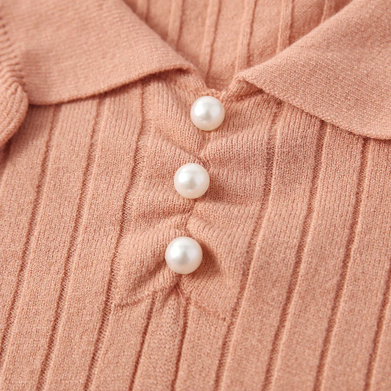 Зимний базовый вязаный свитер SINGRAIN Модный трикотажный с жемчужными пуговицами