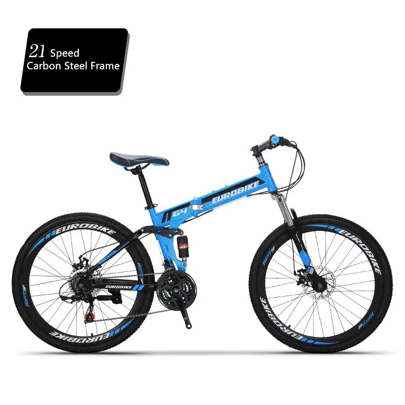 21 Speed A blue Горный велосипед из углеродистой стали складная рама мягкая-хвост 26 дюймов колеса велосипеда дисковые тормоза 21 27 скорость спорт Bicicleta - Цвет: 21 Speed A blue