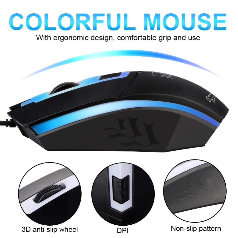 Gaming Keyboard 3D Mouse Kit with backlight keyboard Anti-slip Rainbow LED Wired USB Equipment Set For PC Laptop PS4 Xbox One