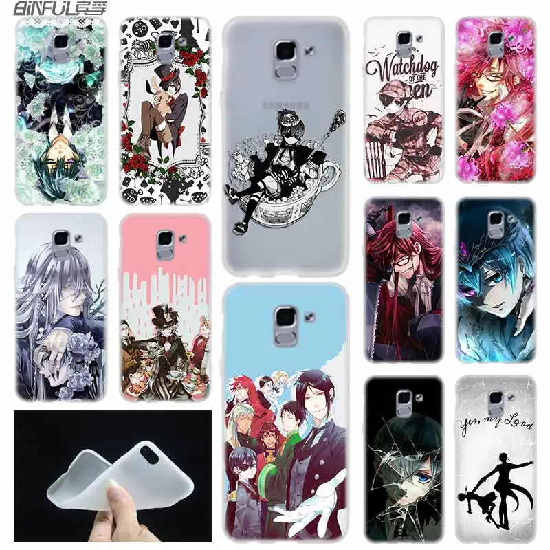 Мягкий чехол для телефона Samsung Galaxy J6 J8 J3 J5 J7 J4 2015 2016 2017 EU 2018 Prime Pro Black Butler Anime|Бамперы|