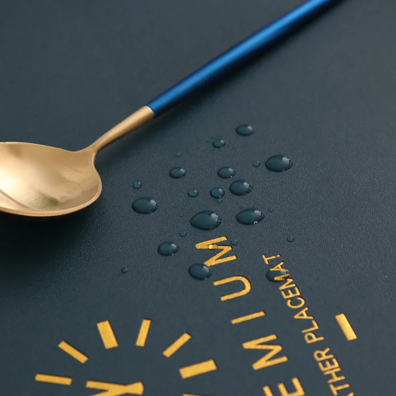 

Leather Placemat Tableware Pad Oil Water Resistant Heat Insulation Non-Slip Tablemat Coaster Set for Kitchen Washable Cup Pads