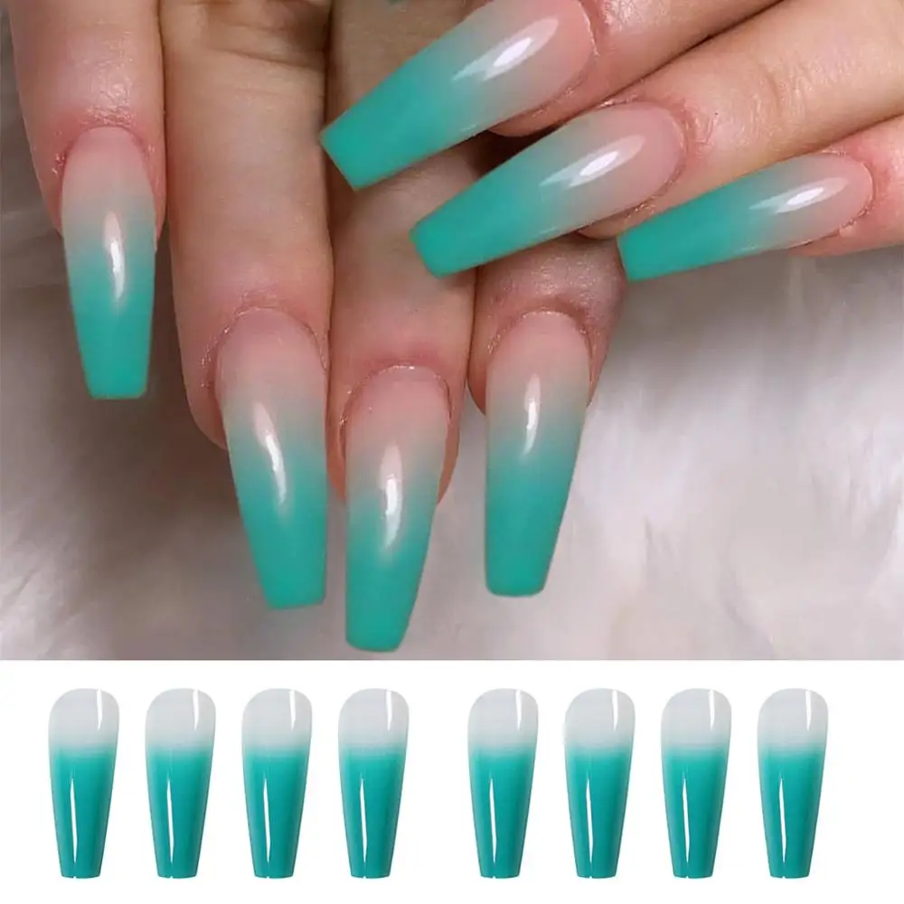 24pcs Fairy Aurora Bright Color Wearable Fake Nails Press On Long Style Ballet Fashion Beautiful Decoration Tips Acrylic Nails Buy At The Price Of 2 91 In Aliexpress Com Imall Com