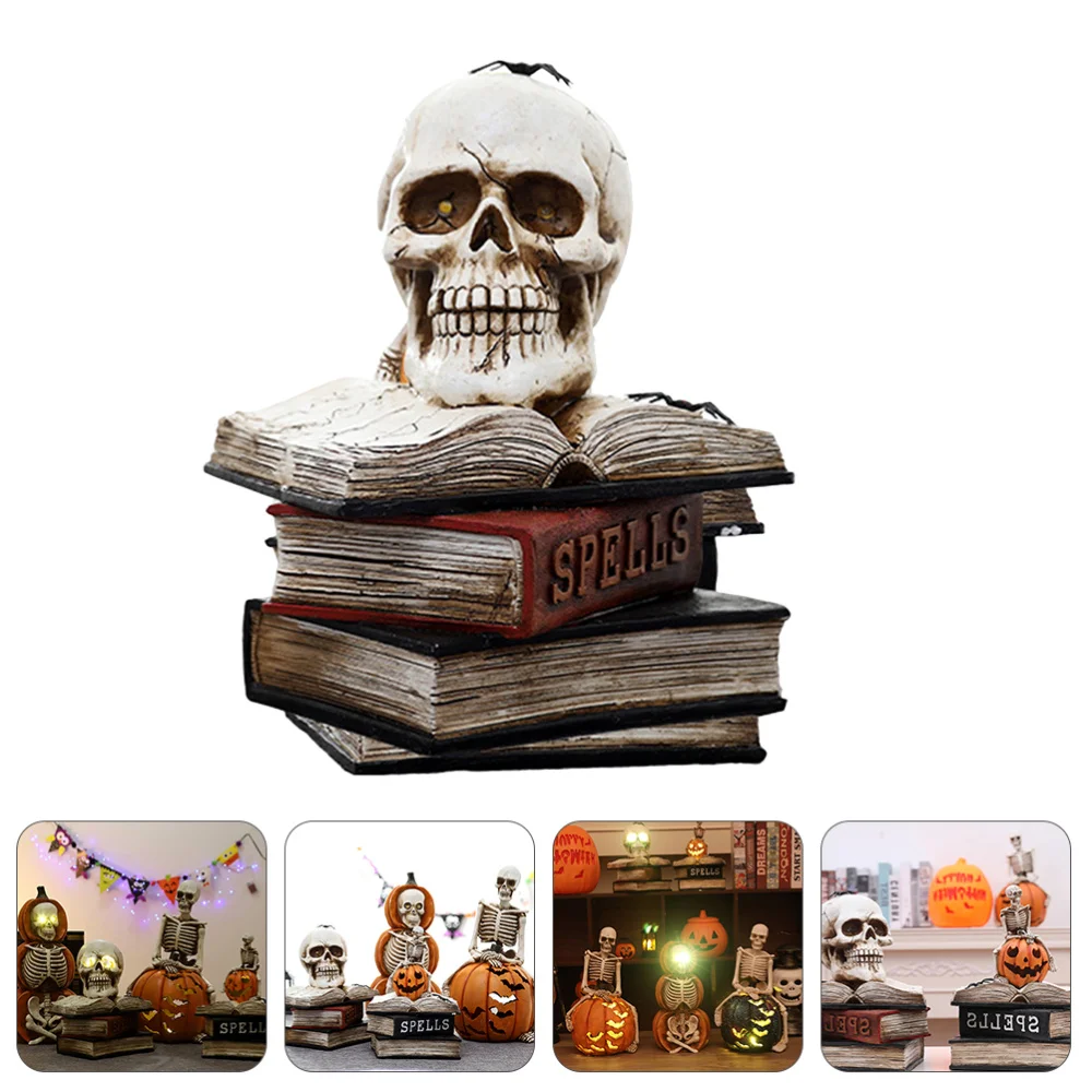 

Skulls On Books Ornament Lighted Party Decor Haunted House Ornament