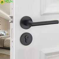 engineering lock indoor bedroom door lock continuous system black toilet solid wood doorknob hand household mute lock