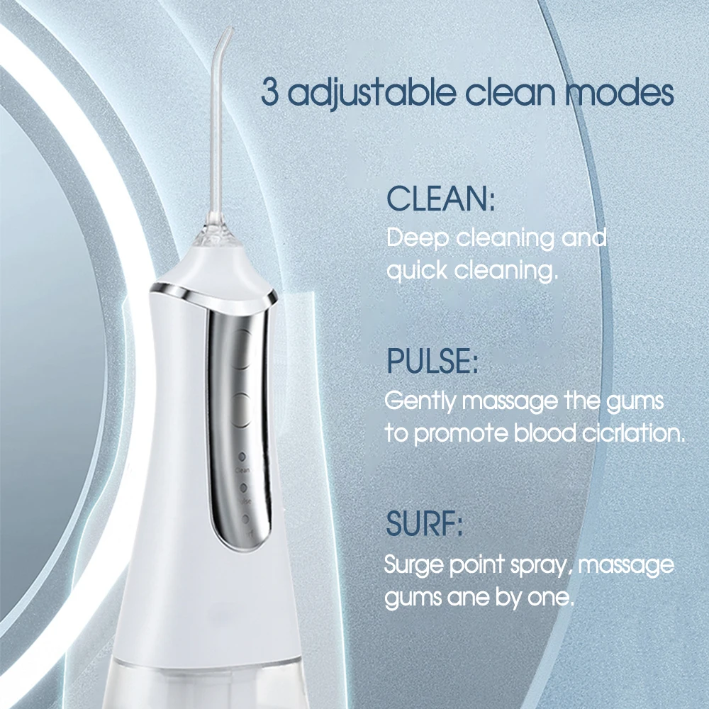 [Boi] 350ML Water Tank Electric Oral Irrigator Portable USB Charge Dental Wash Flosser Pulse 5 Jet Nozzle Tip Teeth Cleaner IPX6 | Бытовая