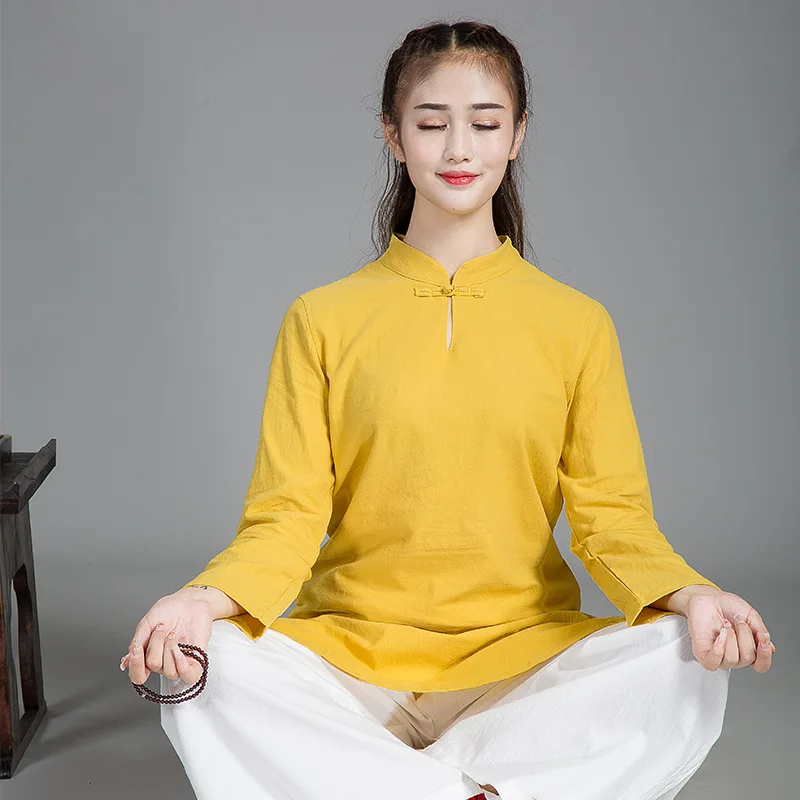 Высококачественная одежда из хлопка и льна для мужчин женщин униформа