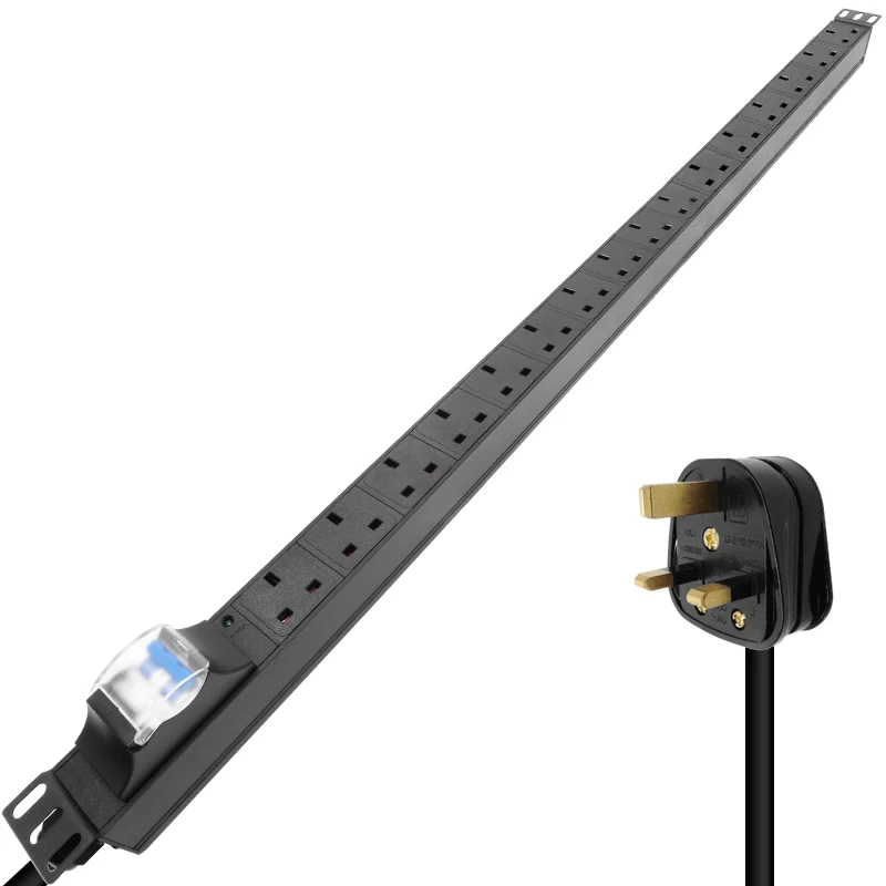 

1U 16 шт. Британский блок питания PDU Универсальный адаптер для розетки британского стандарта алюминиевый корпус переключатель защиты воздуха Светодиодная индикация безопасности