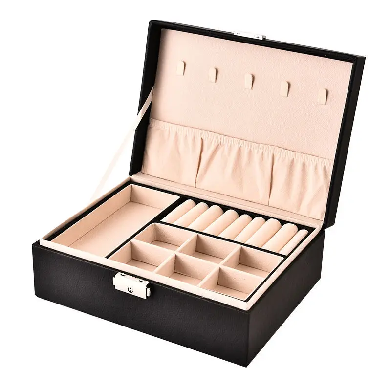 Новинка двухслойная коробка для колец кожаная серег модные и демонстрационные