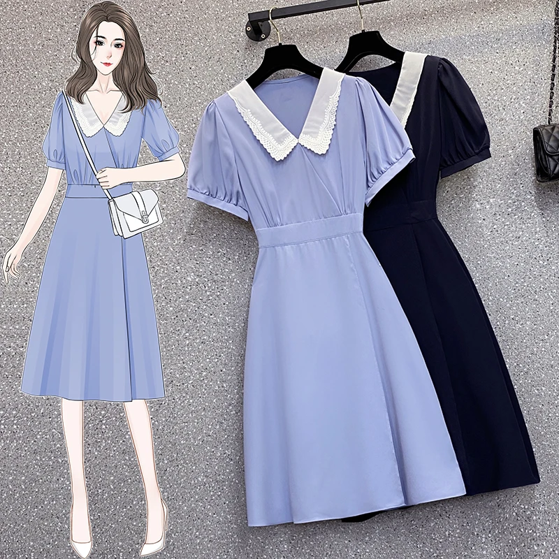 

Женское винтажное платье, элегантное женское платье, размеры XXXL, 3XL, XXXXL, синее летнее коктейльное платье-трапеция с широким подолом, красивы...