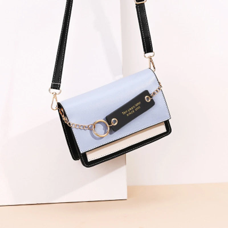 

Women Contrast Color Crossbody Bags PU Leather Messenger Shoulder Bag Purse Chain Design Women's Bags Sacs A Bandouliere Bolsas