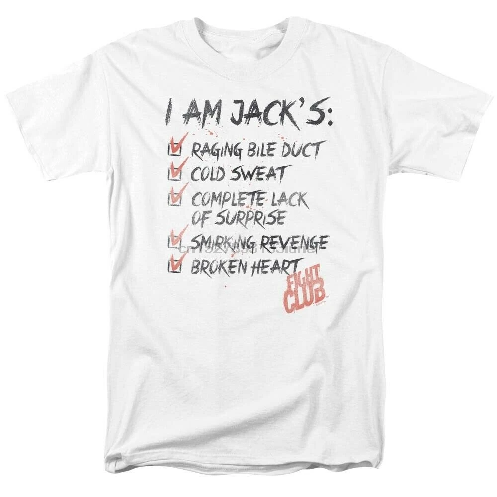 Футболка с надписью Fight Club и I Am Jack в стиле ретро белая хлопковая графическим