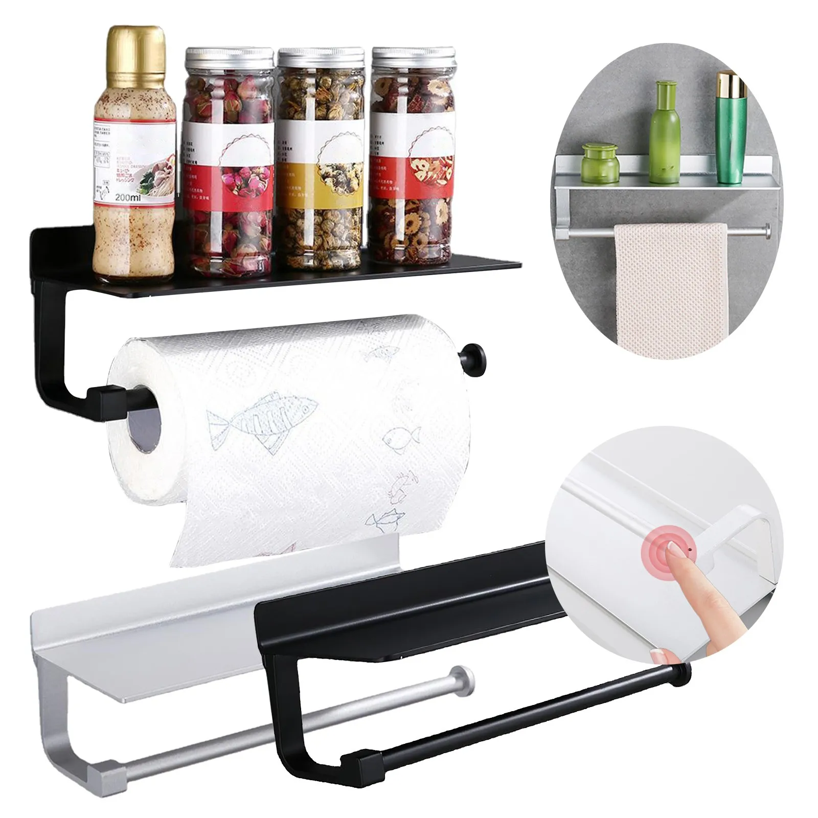 

Install Magnetic Paper Towel Rack Cabinet,kitchen Paper Towel Wall Hanging Paper Hanger Roll Paper Holder Fresh Film Storage