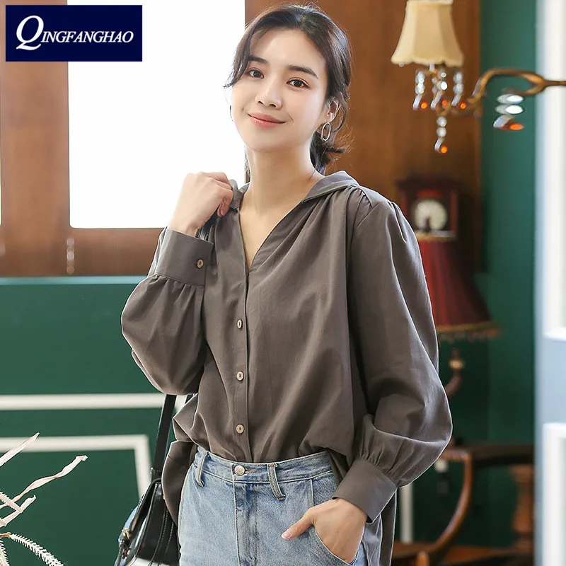Korean style long-sleeved shirt women OL Fashion temperament Slim Top blouses