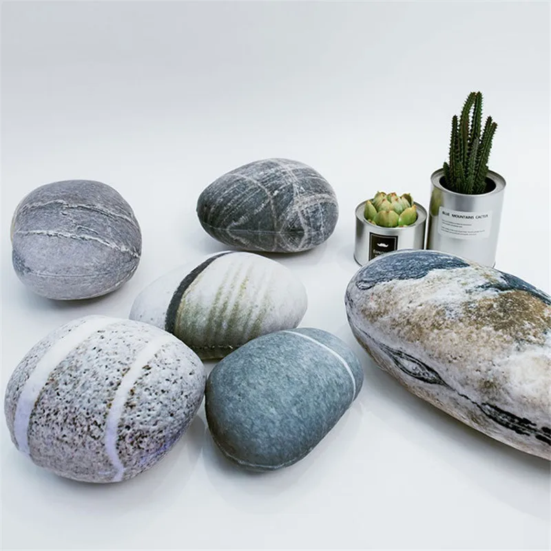 6 шт. однотонная креативная подушка из камня с имитацией гальки хлопковая белая