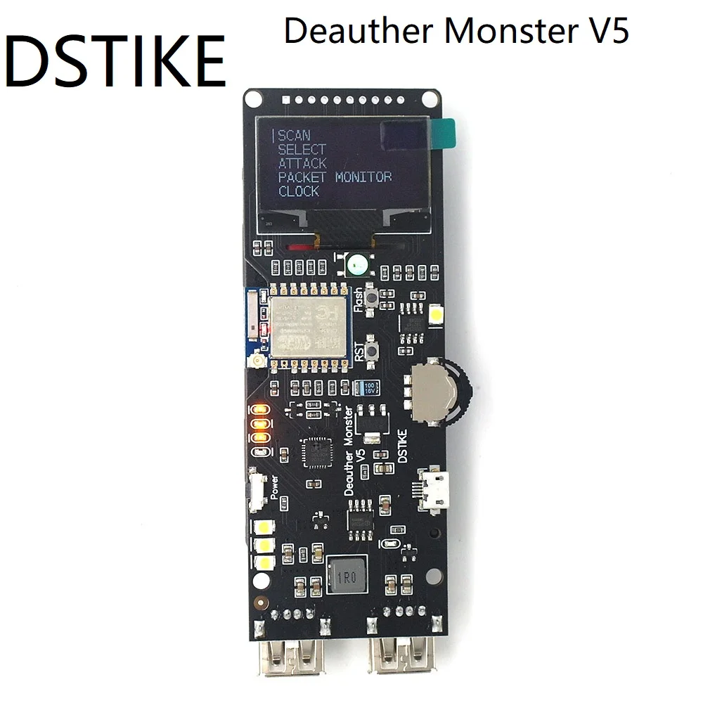 

DSTIKE WiFi Deauther Monster V5 | ESP8266 18650 development board | Reverse Protection | Antenna | Case | Power Bank |5V 2A