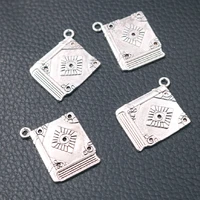 10pcs silver plated encyclopedia dictionary pendants retro earrings necklace metal accessories diy charms jewelry crafts making