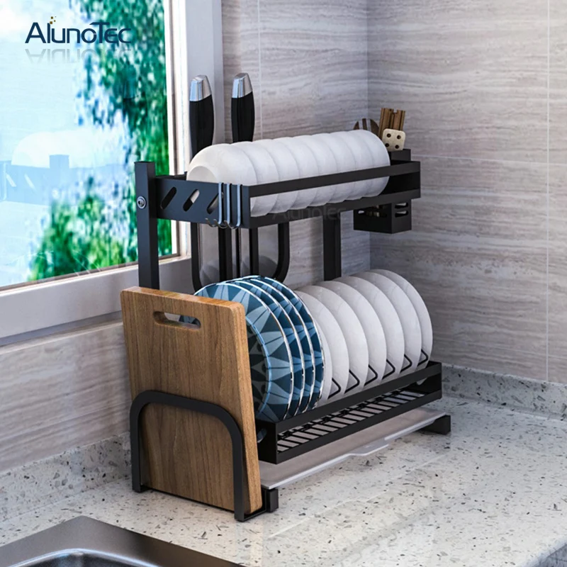 Металлический держатель для хранения посуды подставка 2 уровня Полка сушки