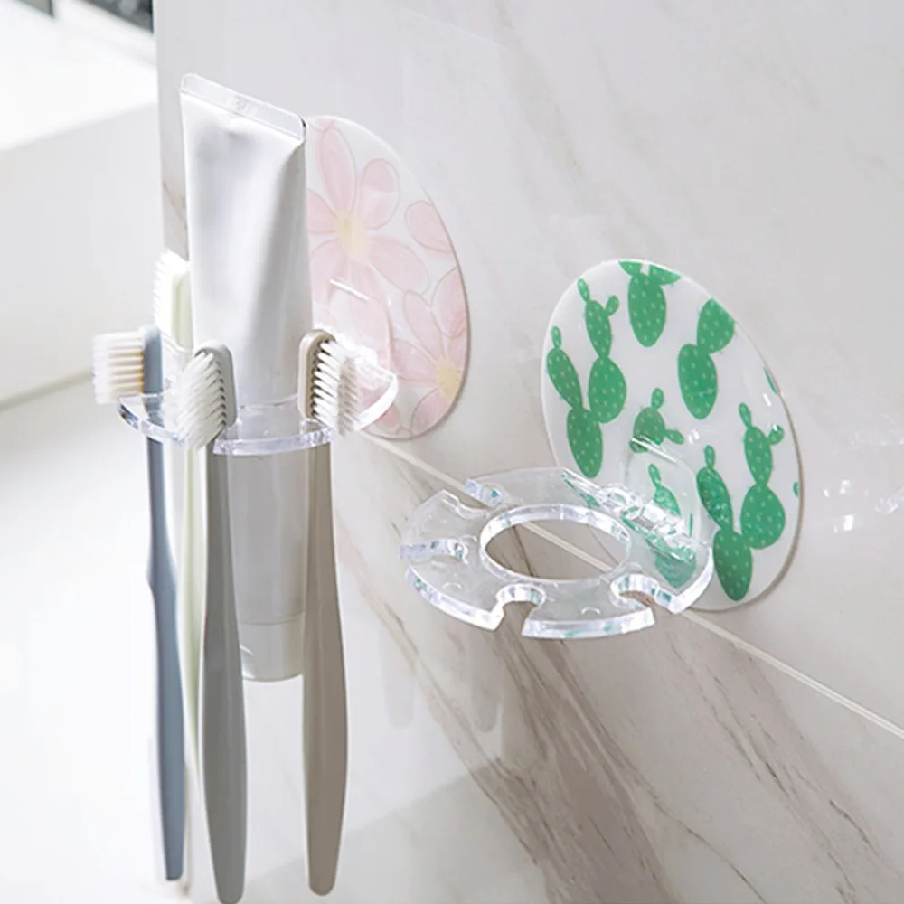 

Plastic Toothbrush Holder Punch-free Toothpaste Storage Rack Shaver Tooth Brush Holder Dispenser Bathroom Organizer Accessories